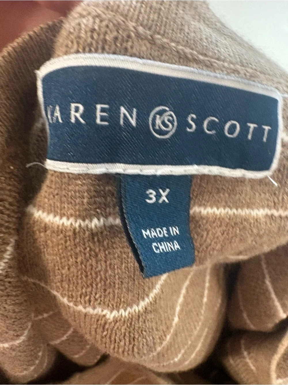 Cozy Camel Striped Knit Sweater 100% NATURAL COTTON!Thin-Light-Weight. Exc Cond!